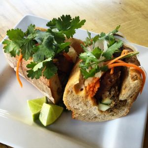 Front Street Cafe - Tofu Bahn Mi (vegan).  On a vegan roll.   at Front Street Cafe in Philadelphia