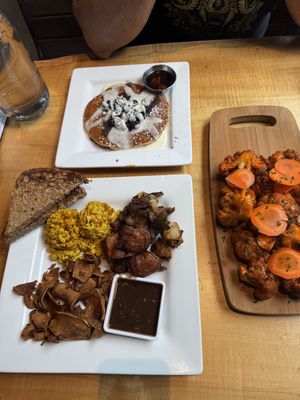 Front Street Breakfast, Hot Cake side, and Buffalo Cauliflower  at Front Street Cafe in Philadelphia