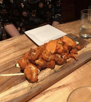 Buffalo Cauliflower with a Cucumber Dill Aioli at Front Street Cafe in Philadelphia