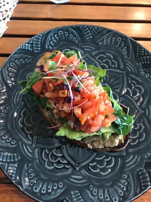 Catalan tomatoes - vegan option at Betty's Bohemian Beach Cafe in Port Douglas