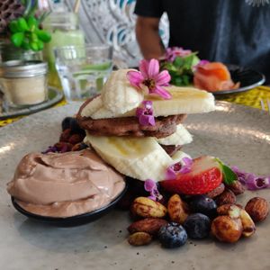 Gluten free and Vegan pancakes  at Betty's Bohemian Beach Cafe in Port Douglas