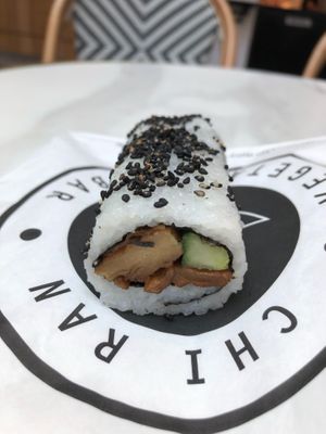 Peking duck sushi roll at Chi Ran Vegetarian Bar in Broadbeach