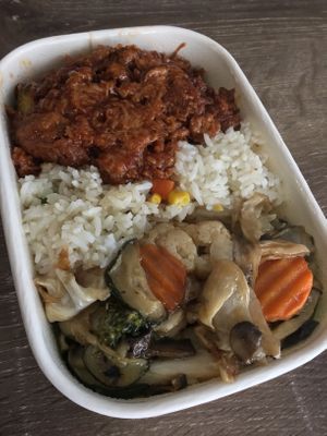 Ginger mixed veggies paired with sweet and sour pork. Goes well with fresh rice! at Chi Ran Vegetarian Bar in Broadbeach