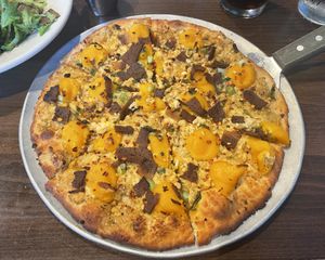 Vegan butternut squash pizza with Herbivorous Butcher bacon. So tasty! 💚  at Pizza Luce in Roseville