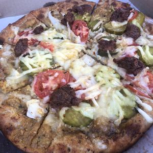 Cheese burger pizza at Pizza Luce in Roseville