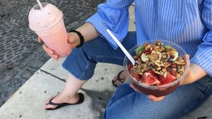 Acai bowl and smoothie  at Milk Away in Sevilla