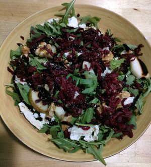 Beetroot, walnut, goats cheese salad at Milk Away in Sevilla