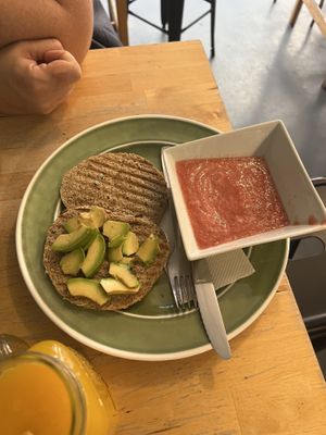 Tostada avocado and tomatoes   at Milk Away in Sevilla