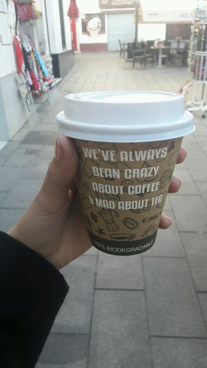 Coffee w/almond milk  at Milk Away in Sevilla