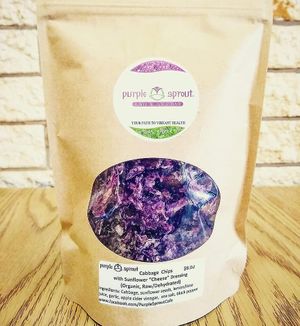 Raw vegan dehydrated snacks, aka Healthy Chips at Purple Sprout Conscious Organics in Buffalo Grove