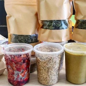 Family meals from our "cloud" cafe at Purple Sprout Conscious Organics in Buffalo Grove