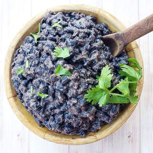 Refried Beans - family meals from our "cloud" cafe at Purple Sprout Conscious Organics in Buffalo Grove