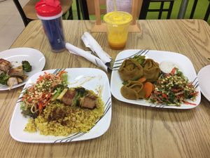Tofu Kabob and Lentil Dumplings  at Purple Sprout Conscious Organics in Buffalo Grove