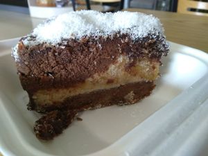 Carob German Chocolate Cake, highly recommend. at Purple Sprout Conscious Organics in Buffalo Grove