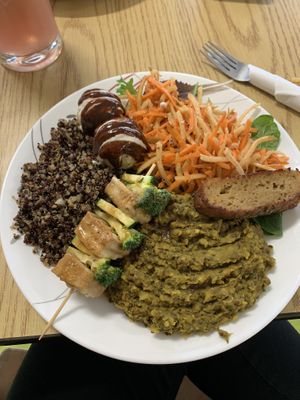 Sample platter. Good way to try a little of everything   at Purple Sprout Conscious Organics in Buffalo Grove