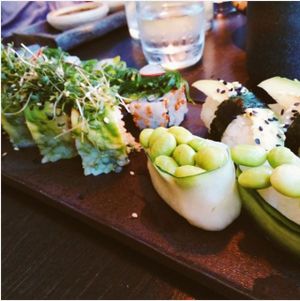 Pieces from the vegan menu. at Karma Sushi in Aalborg
