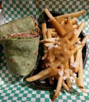 Vegan BLT wrap with poutine fries at The Ice Haus in Murray