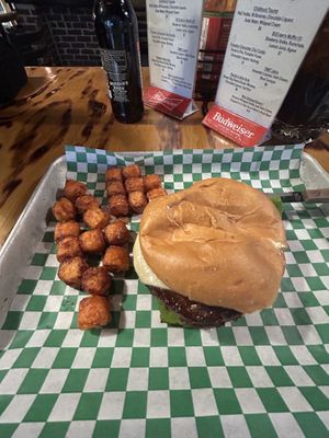 The burger is mashed because I forgot to take the pic😅  at The Ice Haus in Murray