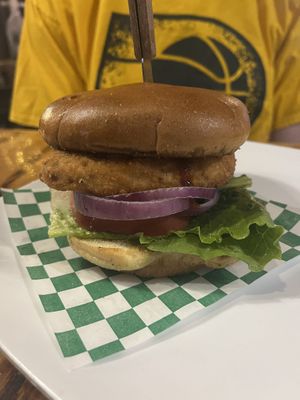 Kukan Chick’n Sandwich with Nashville hot sauce 🙌  at The Ice Haus in Murray