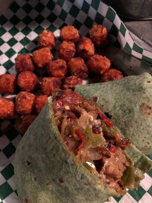 Der KOMMISSAR Wrap w/ Sweet Potato Tots at The Ice Haus in Murray