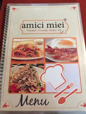 Menu at Amici Miei Hotel in Phuket