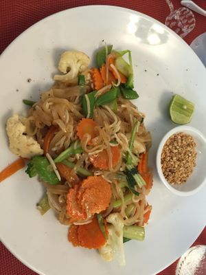 Vegan pad thai at Amici Miei Hotel in Phuket