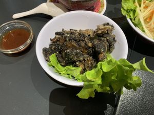 Fried mushrooms   at Tien Hiang in Paris