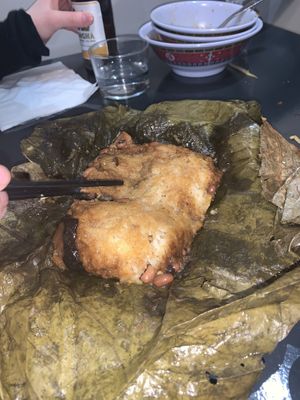 Rice dish in a lotus leaf - not that special at Tien Hiang in Paris