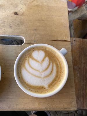 Cappuccino with oat milk  at Two Planets in Berlin