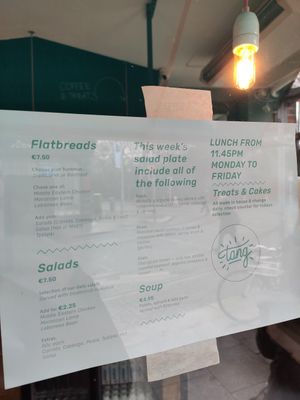 Menu from outside, I think other than the two mean options for the flatbread / salad everything else was vegan at Tang by Yogism - Dawson St in Dublin