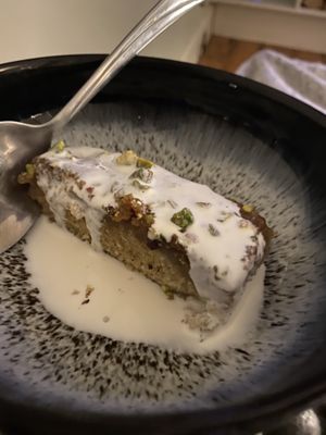 Rhubarb cake and oat cream  at Tang by Yogism - Dawson St in Dublin