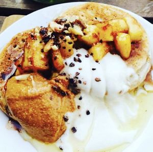 Pancakes and ice-cream  at Yogism - George's Street Arcade in Dublin