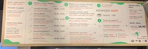 Menu  at Vegab in Krakow