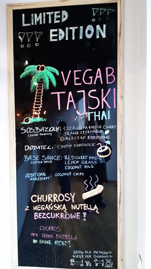 Desserts, one being Warm churros with vegan nutella at Vegab in Krakow