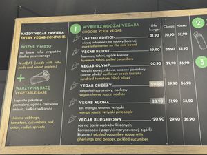 Menu  at Vegab in Krakow