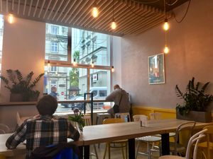 Eating area at Vegab in Krakow