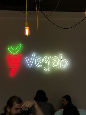 Cute neon sign at Vegab in Krakow