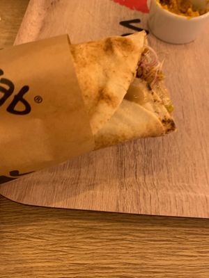 Vegan kebab with peanut coconut sauce at Vegab in Krakow