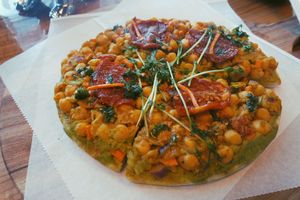 raw vegan pizza, heaven at Utopia Juice Bar in Pompano Beach