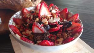 Utopia has the best acai bowls ever and I have tried a lot of other places. This is a breakfast bowl with Acai that I had there. They are highly recommended.  at Utopia Juice Bar in Pompano Beach