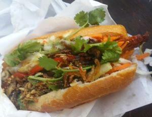 Vegan roast duck roll at Trang Bakery and Cafe in Collingwood