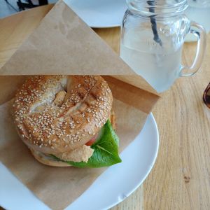 Bagel and lemonade at Gamla Bibliotekscafeet in Umea
