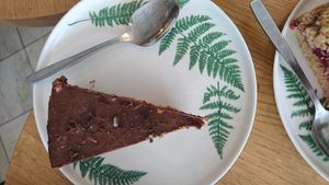 Chocolate mousse with mint crisp at Gamla Bibliotekscafeet in Umea