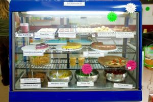 The beautiful display cabinet, fresh salads and deserts each day, some changing, some consistent!  at Raw Balance Raw Food Deli in Taupo
