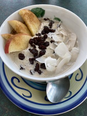 Warm breakfast bowl at Raw Balance Raw Food Deli in Taupo