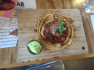 nachos. added chili medium spicy at Nectar in Asheville