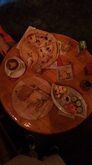 Pizza, burger, capuccino etc  at 500 Miles Away in Athens