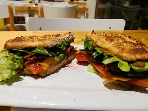 Vegan Sandwich with veggies and seitan, absolutely delicious! at Zen Tea in San Martin De Los Andes