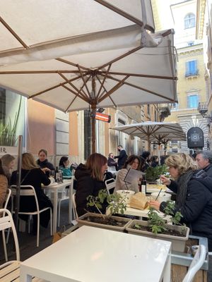 outside sitting area #Veganuary at Ginger in Rome