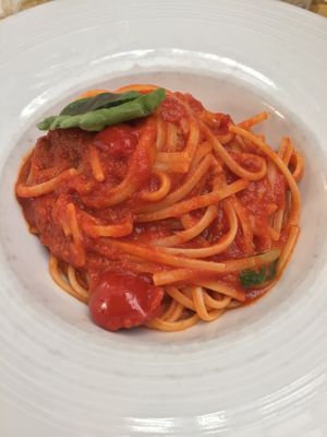 pasta with tomato sauce and basil at Ginger in Rome